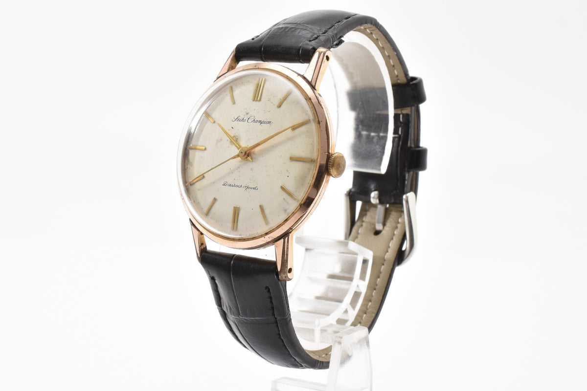 SEIKO セイコー Champion チャンピオン J1482E メンズ 手巻き 腕時計 17石 シルバー文字盤 ゴールドプレート 35mm 1960年代 ヴィンテージ