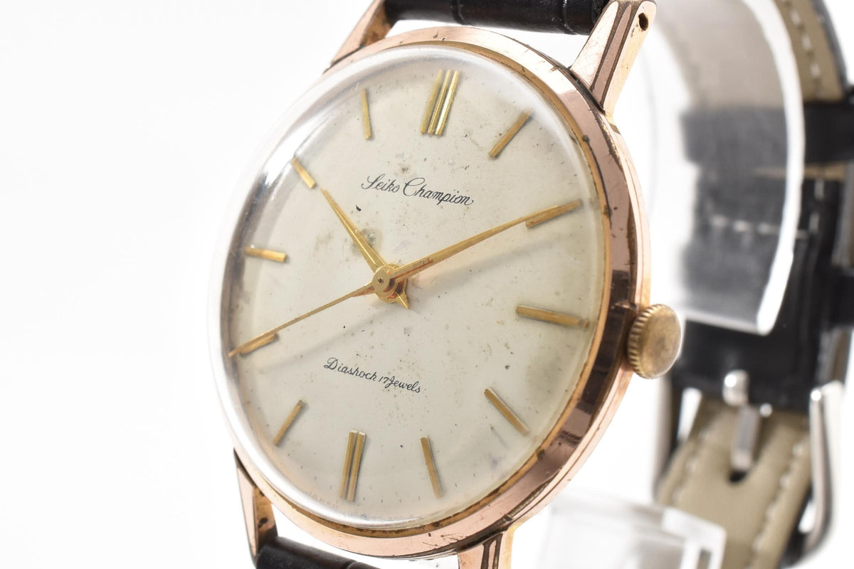 SEIKO セイコー Champion チャンピオン J1482E メンズ 手巻き 腕時計 17石 シルバー文字盤 ゴールドプレート 35mm 1960年代 ヴィンテージ