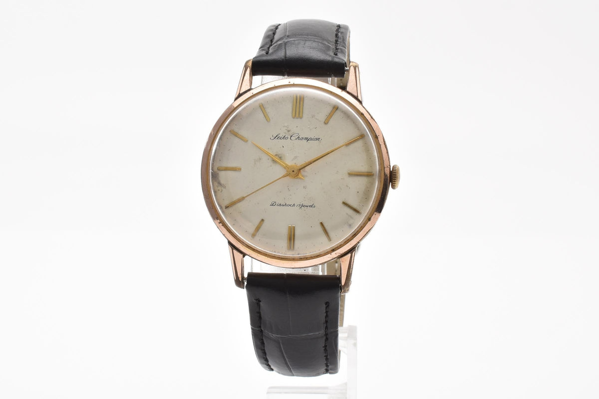 SEIKO セイコー Champion チャンピオン J1482E メンズ 手巻き 腕時計 17石 シルバー文字盤 ゴールドプレート 35mm 1960年代 ヴィンテージ