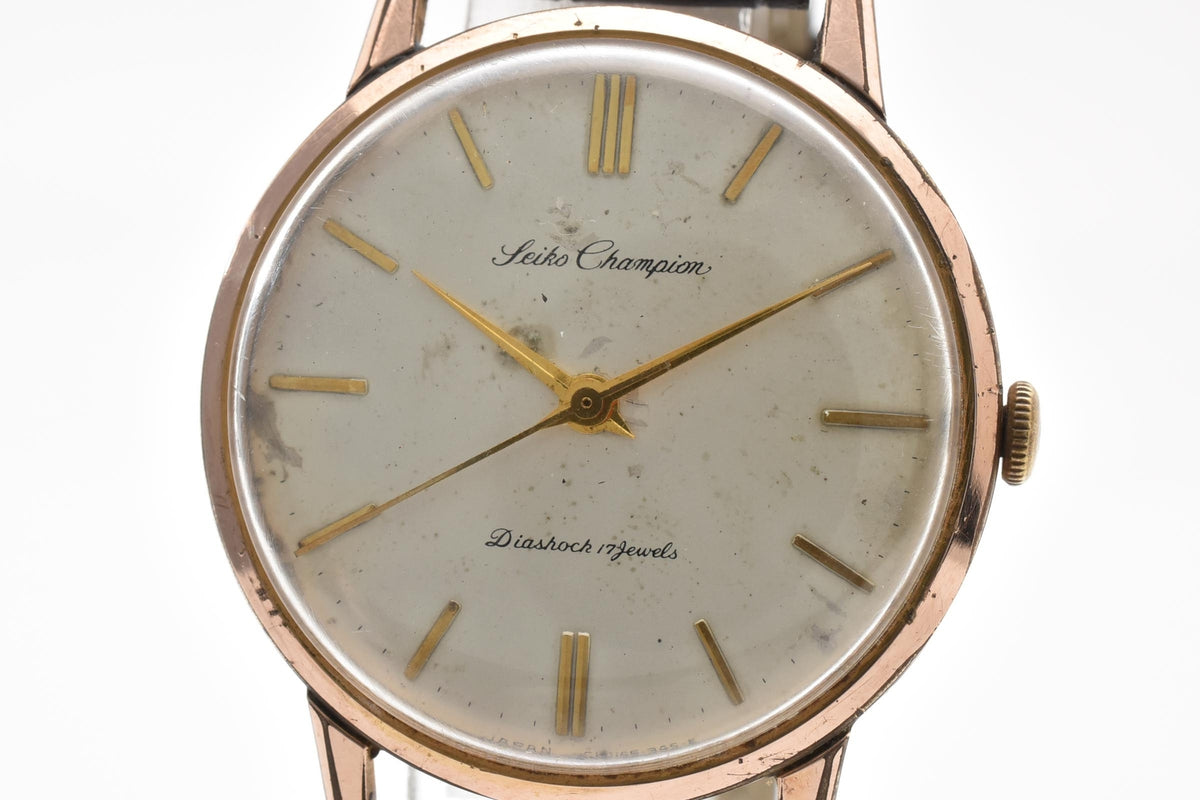 SEIKO セイコー Champion チャンピオン J1482E メンズ 手巻き 腕時計 17石 シルバー文字盤 ゴールドプレート 35mm 1960年代 ヴィンテージ
