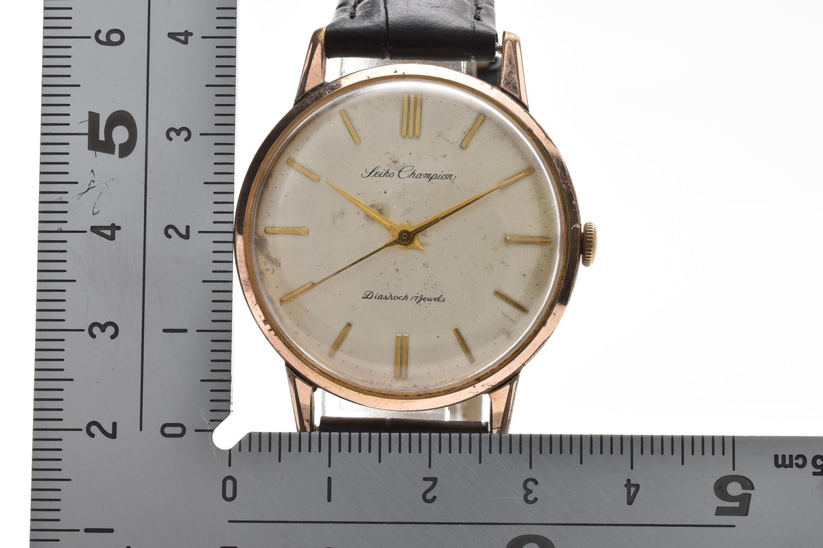 SEIKO セイコー Champion チャンピオン J1482E メンズ 手巻き 腕時計 17石 シルバー文字盤 ゴールドプレート 35mm 1960年代 ヴィンテージ