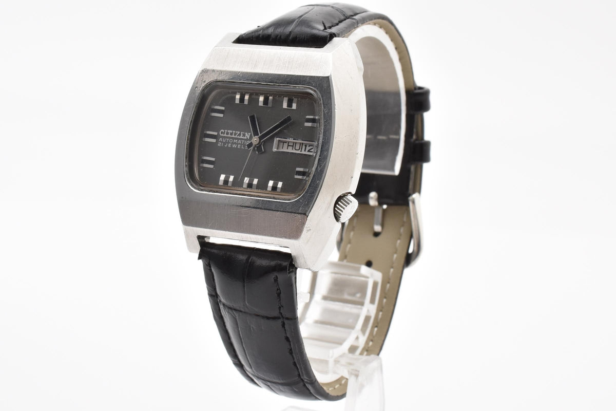 CITIZEN シチズン TVスクリーン 61-6516 メンズ 自動巻き 腕時計 21石 グレー文字盤 デイデイト ステンレス 35.6mm 1970年代 ヴィンテージ
