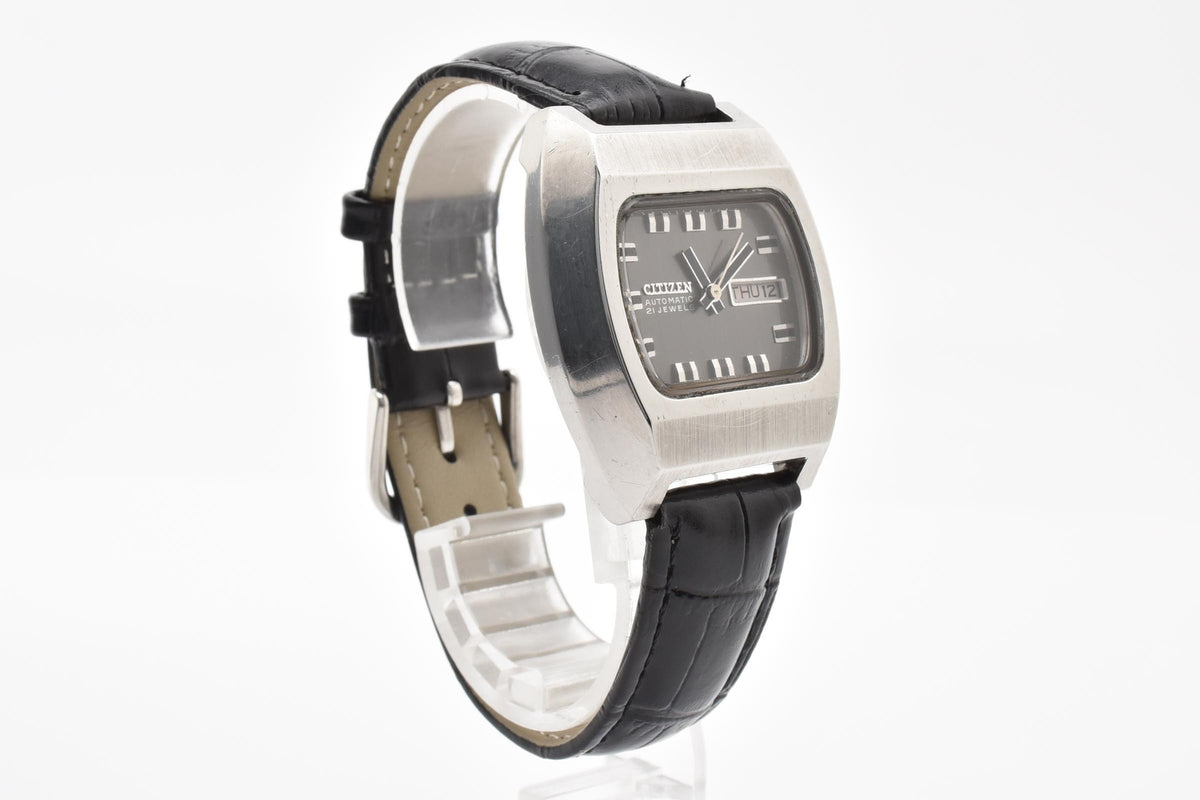 CITIZEN シチズン TVスクリーン 61-6516 メンズ 自動巻き 腕時計 21石 グレー文字盤 デイデイト ステンレス 35.6mm 1970年代 ヴィンテージ