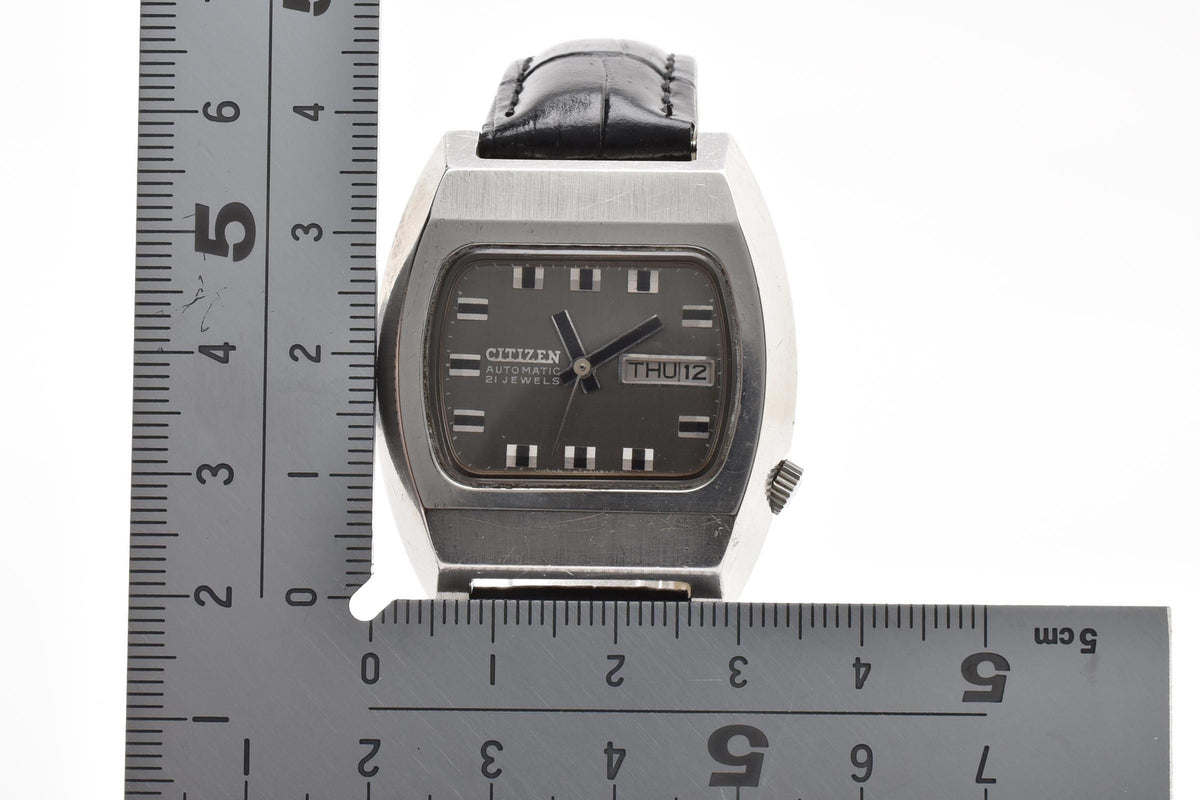 CITIZEN シチズン TVスクリーン 61-6516 メンズ 自動巻き 腕時計 21石 グレー文字盤 デイデイト ステンレス 35.6mm 1970年代 ヴィンテージ