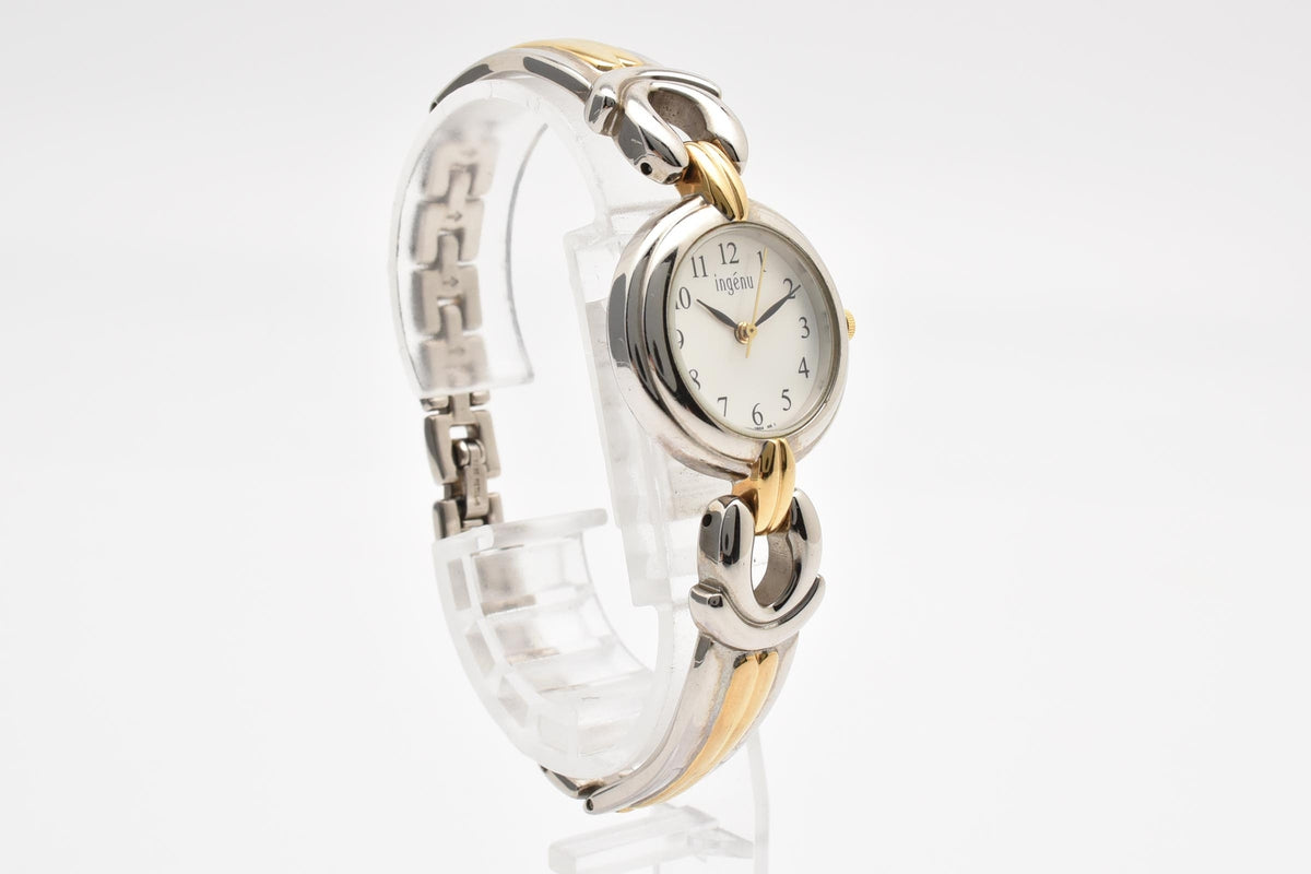 SEIKO セイコー ALBA Ingenu アルバ アンジェーヌ V501-6Y30 レディース クォーツ 腕時計 ホワイト文字盤 アラビア数字 コンビカラー 24.3mm 1990年代 ヴィンテージ