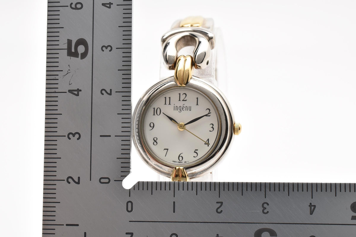 SEIKO セイコー ALBA Ingenu アルバ アンジェーヌ V501-6Y30 レディース クォーツ 腕時計 ホワイト文字盤 アラビア数字 コンビカラー 24.3mm 1990年代 ヴィンテージ