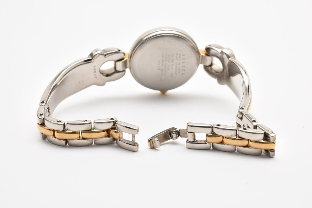 SEIKO セイコー ALBA Ingenu アルバ アンジェーヌ V501-6Y30 レディース クォーツ 腕時計 ホワイト文字盤 アラビア数字 コンビカラー 24.3mm 1990年代 ヴィンテージ