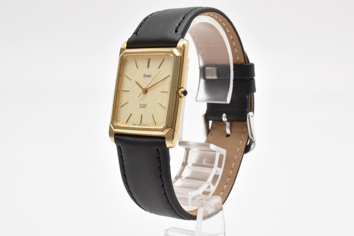CITIZEN シチズン DUKE デューク 2730-271297 ユニセックス クォーツ 腕時計 ベージュ文字盤 ゴールドプレート レクタンギュラー 26.4mm 1980年代 ヴィンテージ