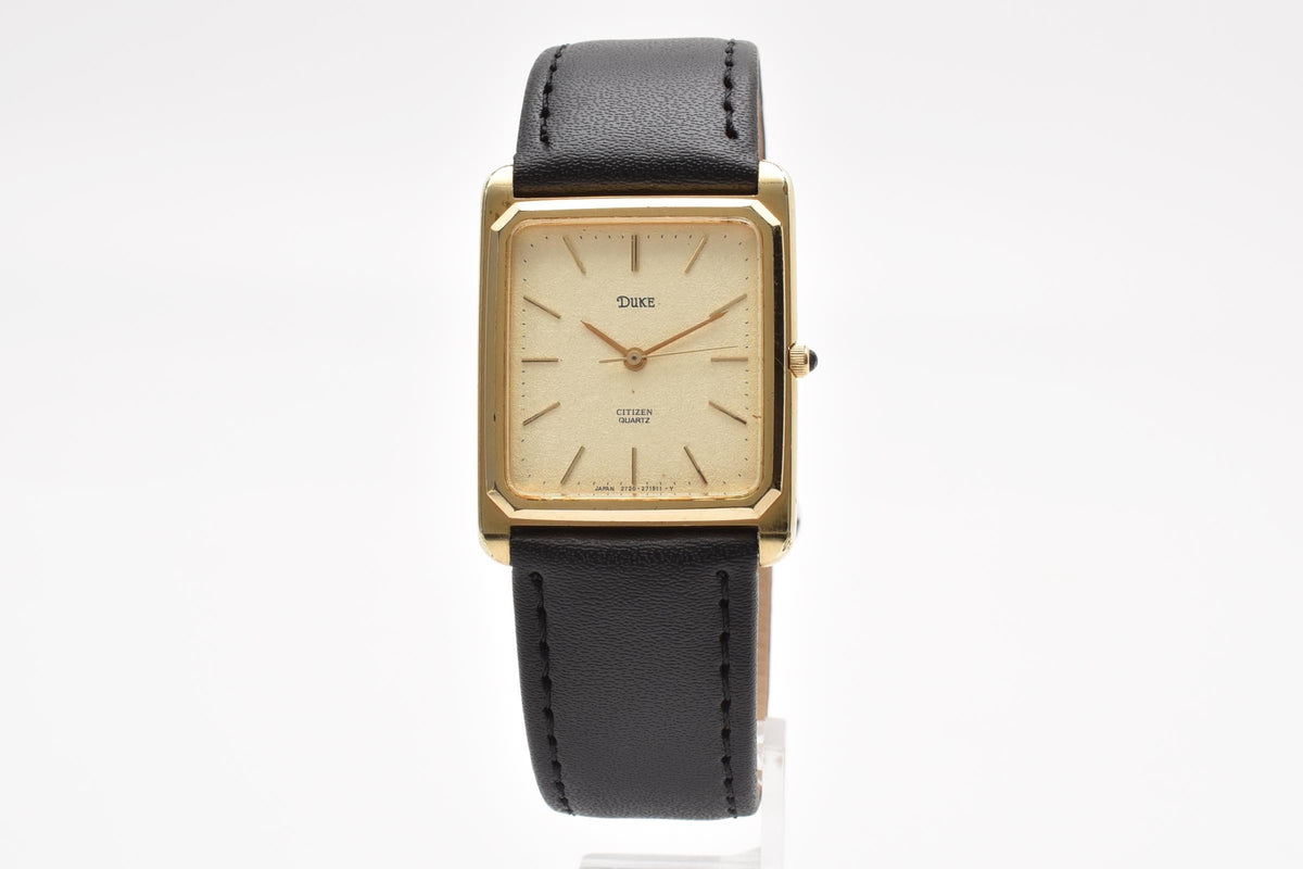 CITIZEN シチズン DUKE デューク 2730-271297 ユニセックス クォーツ 腕時計 ベージュ文字盤 ゴールドプレート レクタンギュラー 26.4mm 1980年代 ヴィンテージ