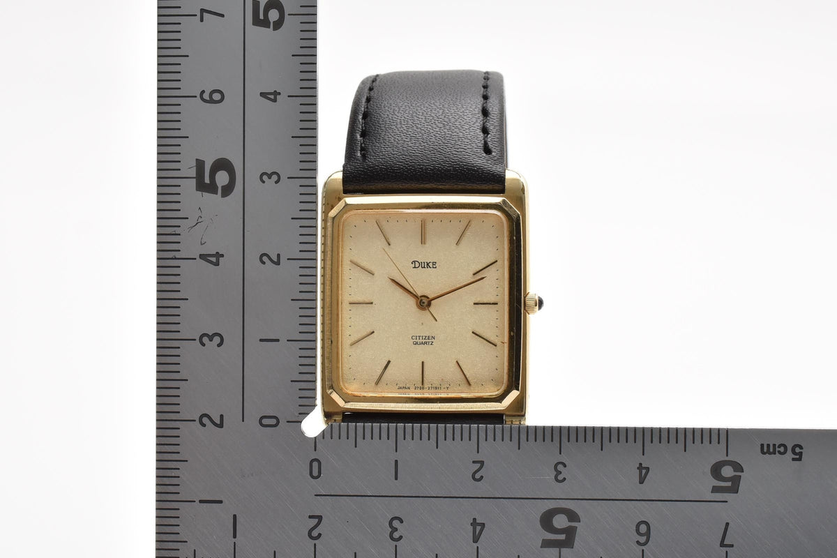 CITIZEN シチズン DUKE デューク 2730-271297 ユニセックス クォーツ 腕時計 ベージュ文字盤 ゴールドプレート レクタンギュラー 26.4mm 1980年代 ヴィンテージ
