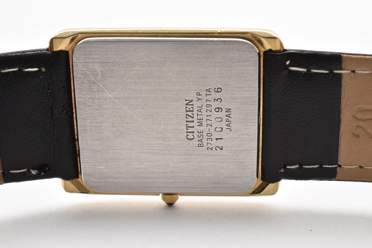 CITIZEN シチズン DUKE デューク 2730-271297 ユニセックス クォーツ 腕時計 ベージュ文字盤 ゴールドプレート レクタンギュラー 26.4mm 1980年代 ヴィンテージ