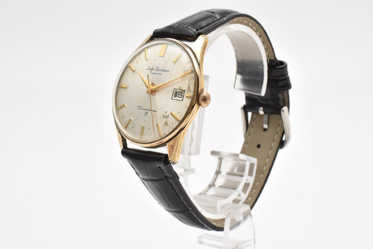 SEIKO セイコー Sportsman Calendar スポーツマン カレンダー 15042 メンズ 手巻き 腕時計 シルバー文字盤 デイト ゴールドプレート 34.6mm 1960年代 ヴィンテージ