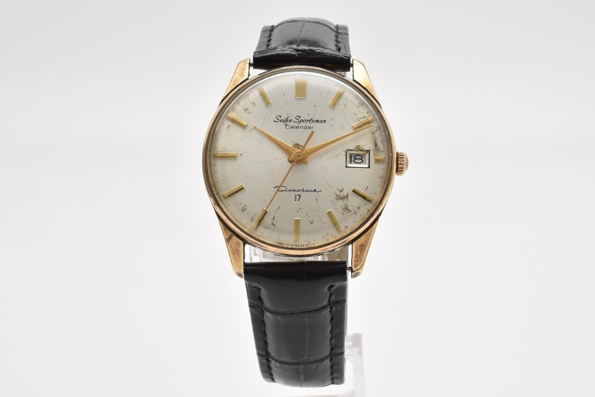 SEIKO セイコー Sportsman Calendar スポーツマン カレンダー 15042 メンズ 手巻き 腕時計 シルバー文字盤 デイト ゴールドプレート 34.6mm 1960年代 ヴィンテージ
