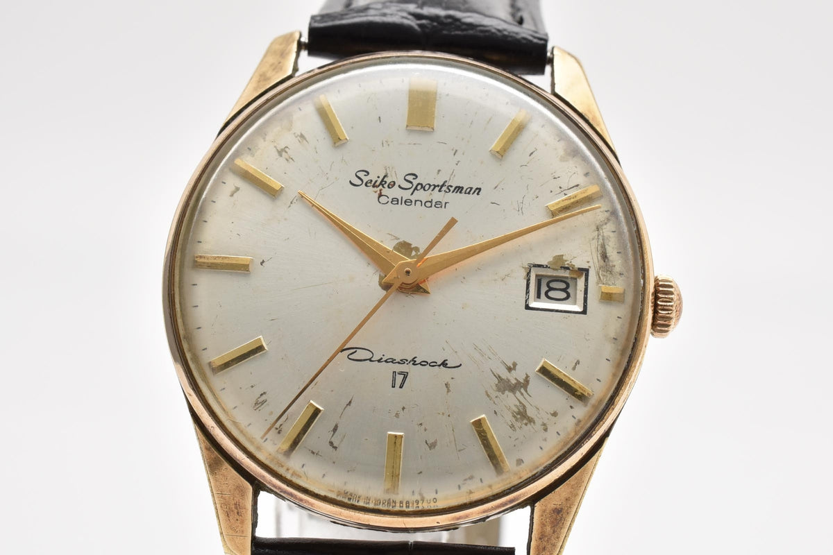 SEIKO セイコー Sportsman Calendar スポーツマン カレンダー 15042 メンズ 手巻き 腕時計 シルバー文字盤 デイト ゴールドプレート 34.6mm 1960年代 ヴィンテージ