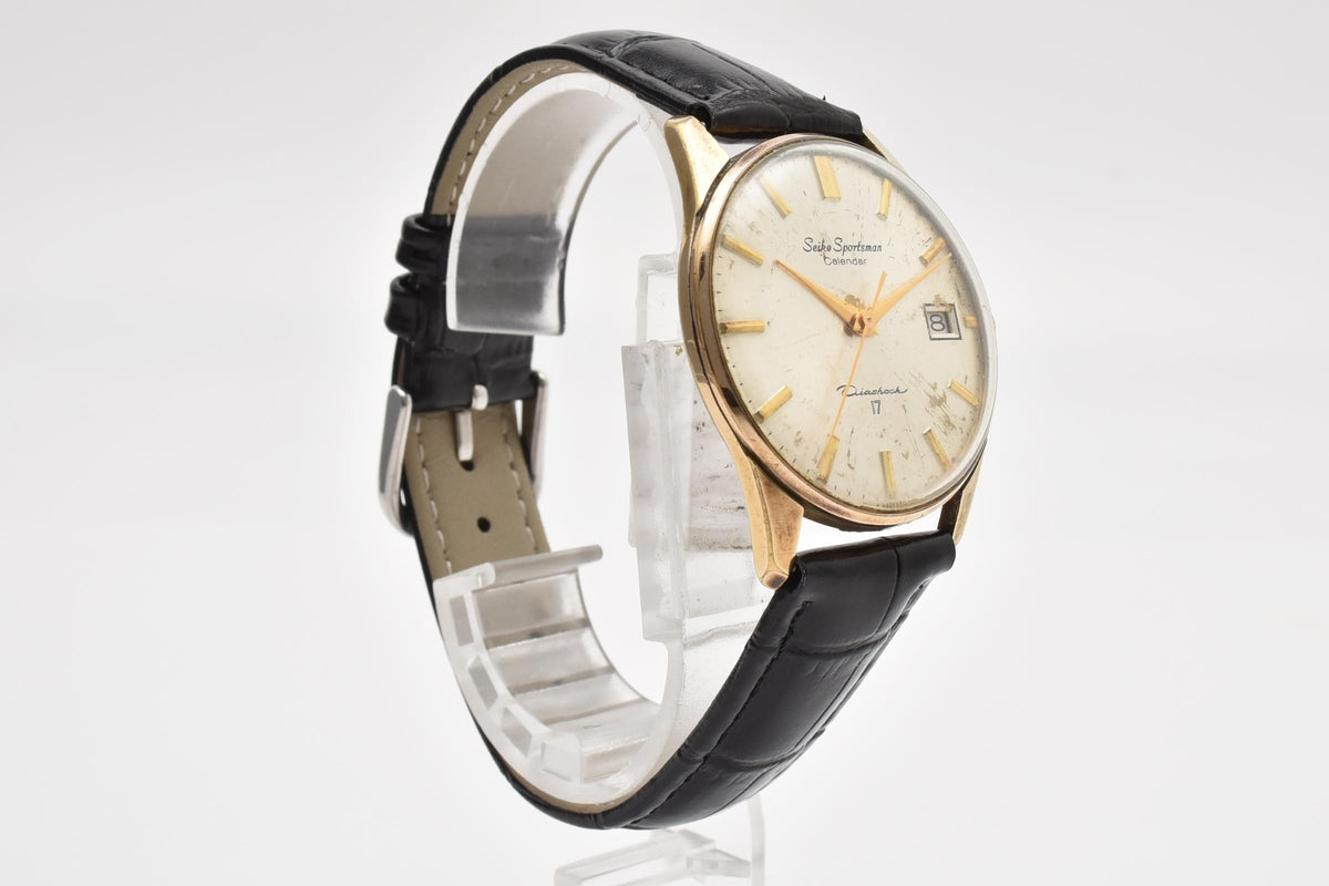 SEIKO セイコー Sportsman Calendar スポーツマン カレンダー 15042 メンズ 手巻き 腕時計 シルバー文字盤 デイト ゴールドプレート 34.6mm 1960年代 ヴィンテージ