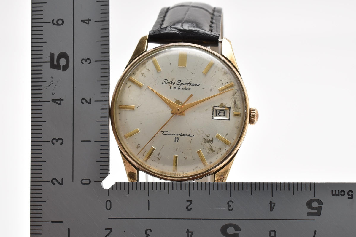 SEIKO セイコー Sportsman Calendar スポーツマン カレンダー 15042 メンズ 手巻き 腕時計 シルバー文字盤 デイト ゴールドプレート 34.6mm 1960年代 ヴィンテージ