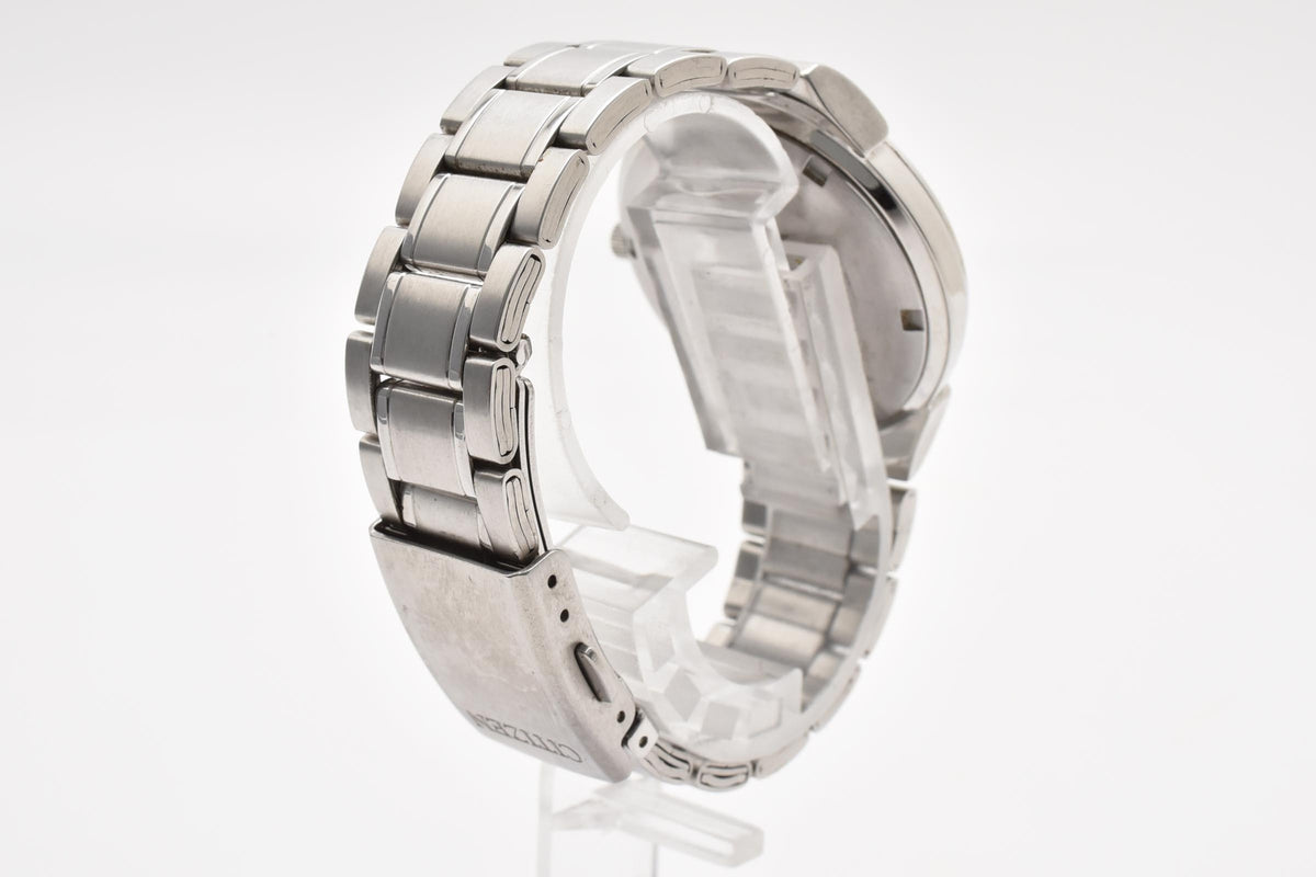 CITIZEN シチズン Eco-Drive エコ・ドライブ E111-S027161 メンズ ソーラー 腕時計 ブラック文字盤 デイト ステンレス 35.6mm