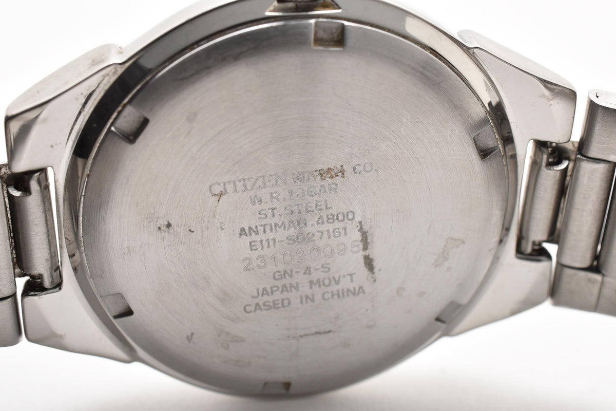 CITIZEN シチズン Eco-Drive エコ・ドライブ E111-S027161 メンズ ソーラー 腕時計 ブラック文字盤 デイト ステンレス 35.6mm