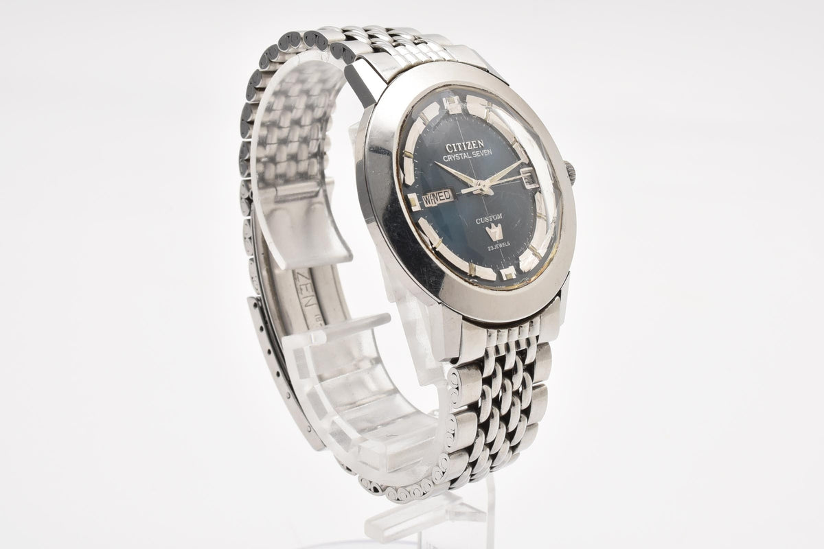 CITIZEN シチズン Crystal Seven Custom クリスタルセブン カスタム ACSS 2817A-T メンズ 自動巻き 23石 ブルー文字盤 デイデイト 38.3mm ヴィンテージ