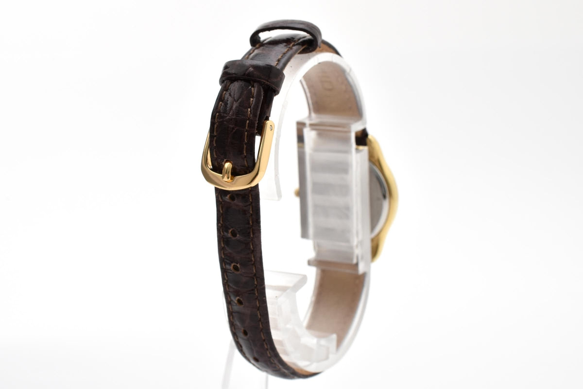 CITIZEN シチズン Isis S930-K12223 レディース クォーツ 腕時計 ホワイト文字盤 アラビア数字 ゴールドプレート レザーストラップ 23.8mm 1990年代 ヴィンテージ