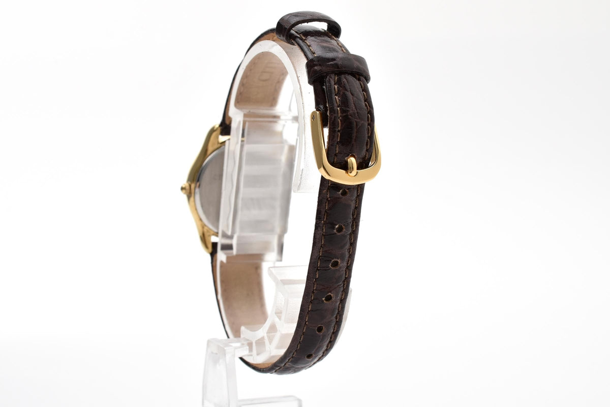 CITIZEN シチズン Isis S930-K12223 レディース クォーツ 腕時計 ホワイト文字盤 アラビア数字 ゴールドプレート レザーストラップ 23.8mm 1990年代 ヴィンテージ