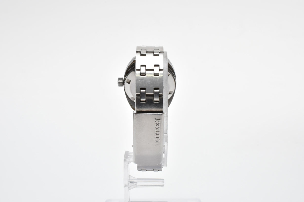 CITIZEN シチズン Cosmostar V2 コスモスター 4-690028KA ユニセックス 自動巻き 腕時計 ネイビーブルー文字盤 デイト ステンレス 25mm 1970年代 ヴィンテージ