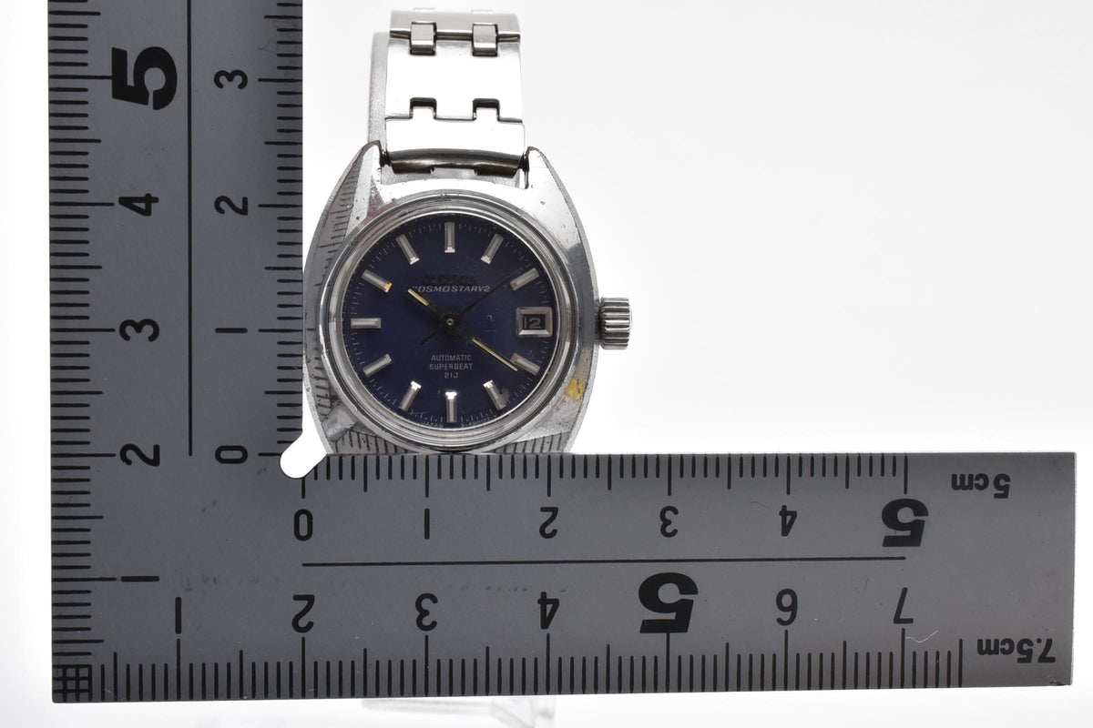 CITIZEN シチズン Cosmostar V2 コスモスター 4-690028KA ユニセックス 自動巻き 腕時計 ネイビーブルー文字盤 デイト ステンレス 25mm 1970年代 ヴィンテージ
