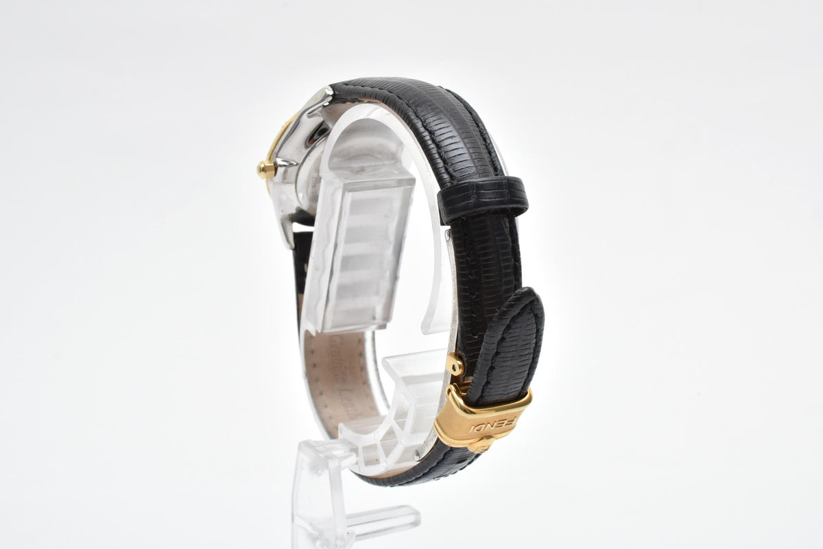FENDI フェンディ Orologi オロロジ 040-2000L-823 レディース クォーツ 腕時計 ホワイト文字盤 GP ゴールドプレート レザーストラップ 25.8mm ヴィンテージ