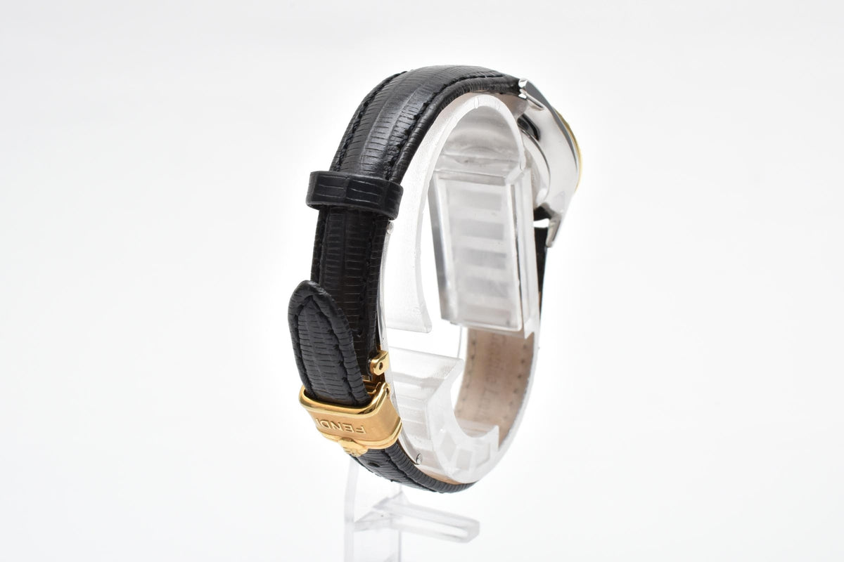FENDI フェンディ Orologi オロロジ 040-2000L-823 レディース クォーツ 腕時計 ホワイト文字盤 GP ゴールドプレート レザーストラップ 25.8mm ヴィンテージ
