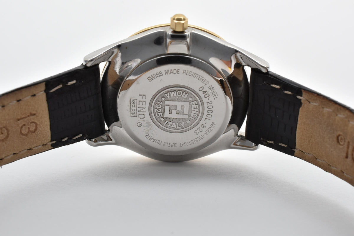 FENDI フェンディ Orologi オロロジ 040-2000L-823 レディース クォーツ 腕時計 ホワイト文字盤 GP ゴールドプレート レザーストラップ 25.8mm ヴィンテージ