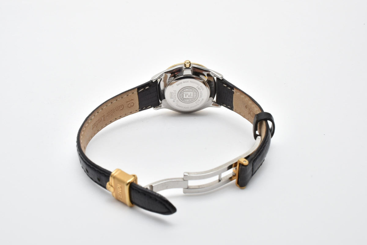 FENDI フェンディ Orologi オロロジ 040-2000L-823 レディース クォーツ 腕時計 ホワイト文字盤 GP ゴールドプレート レザーストラップ 25.8mm ヴィンテージ