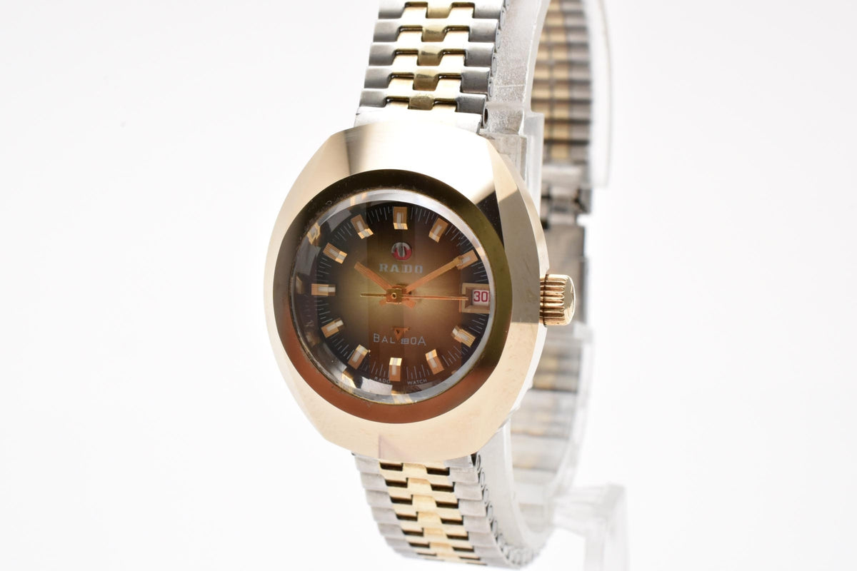 RADO ラドー Balboa バルボア 893608A メンズ 自動巻き 腕時計 ブロンズ文字盤 デイデイト ハードメタル GP コンビ 25.5mm 1970年代 ヴィンテージ
