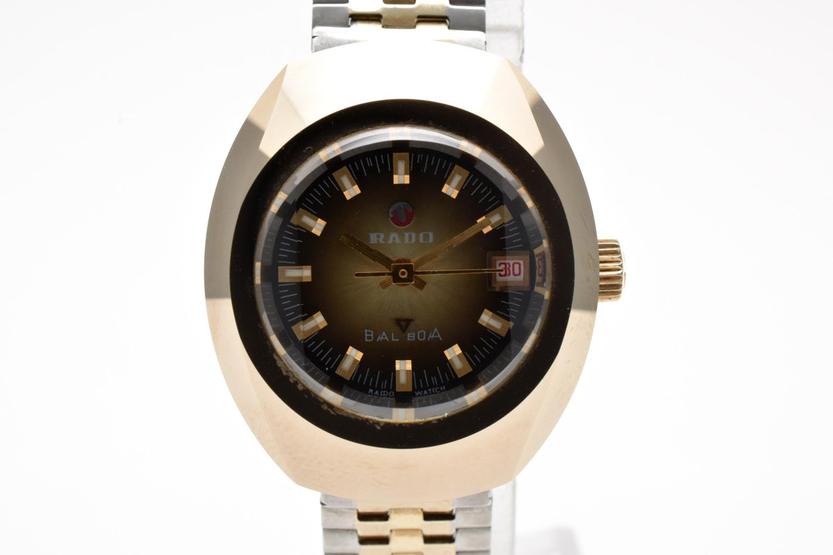RADO ラドー Balboa バルボア 893608A メンズ 自動巻き 腕時計 ブロンズ文字盤 デイデイト ハードメタル GP コンビ 25.5mm 1970年代 ヴィンテージ
