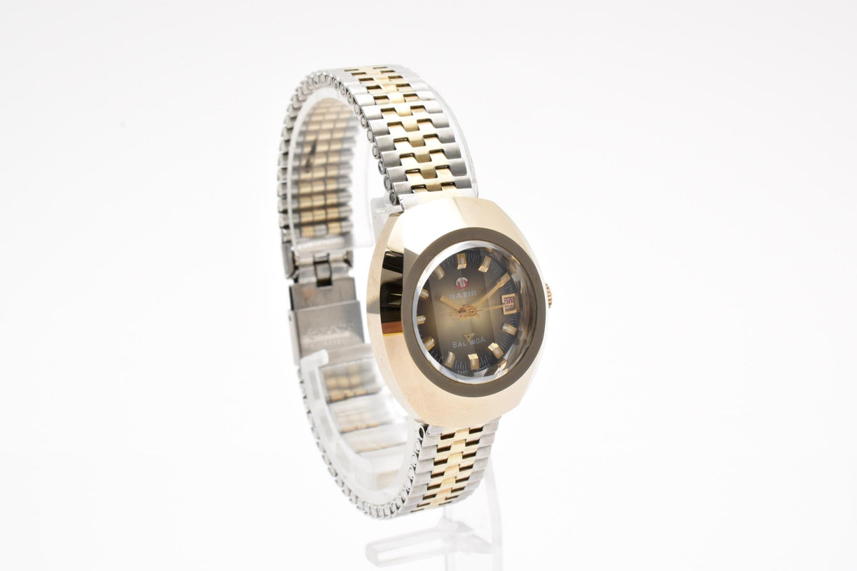 RADO ラドー Balboa バルボア 893608A メンズ 自動巻き 腕時計 ブロンズ文字盤 デイデイト ハードメタル GP コンビ 25.5mm 1970年代 ヴィンテージ
