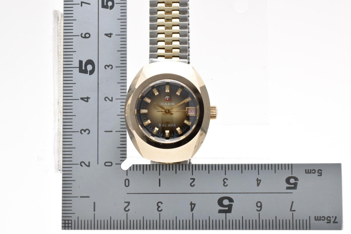 RADO ラドー Balboa バルボア 893608A メンズ 自動巻き 腕時計 ブロンズ文字盤 デイデイト ハードメタル GP コンビ 25.5mm 1970年代 ヴィンテージ