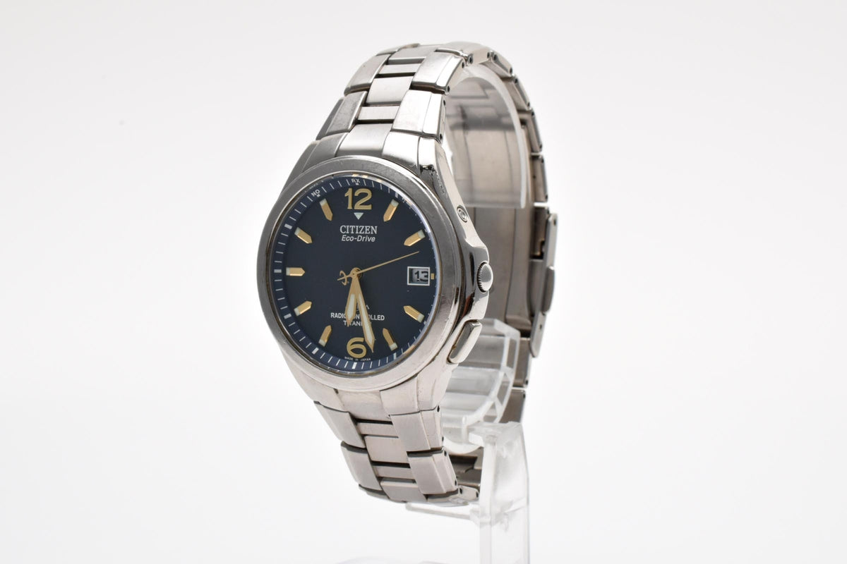 CITIZEN シチズン ATTESA アテッサ H410-T003788 メンズ エコ・ドライブ 電波ソーラー 腕時計 ネイビー文字盤 デイト チタン 38mm