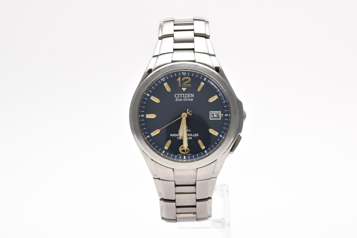 CITIZEN シチズン ATTESA アテッサ H410-T003788 メンズ エコ・ドライブ 電波ソーラー 腕時計 ネイビー文字盤 デイト チタン 38mm