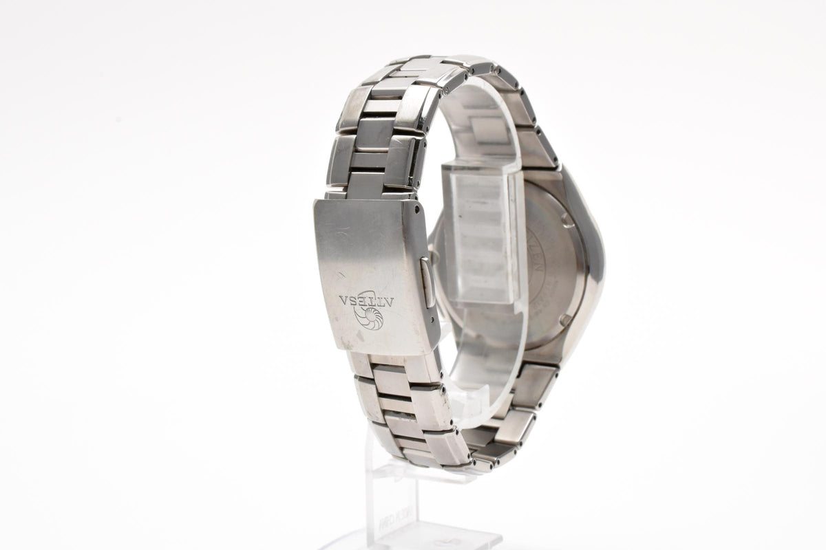 CITIZEN シチズン ATTESA アテッサ H410-T003788 メンズ エコ・ドライブ 電波ソーラー 腕時計 ネイビー文字盤 デイト チタン 38mm