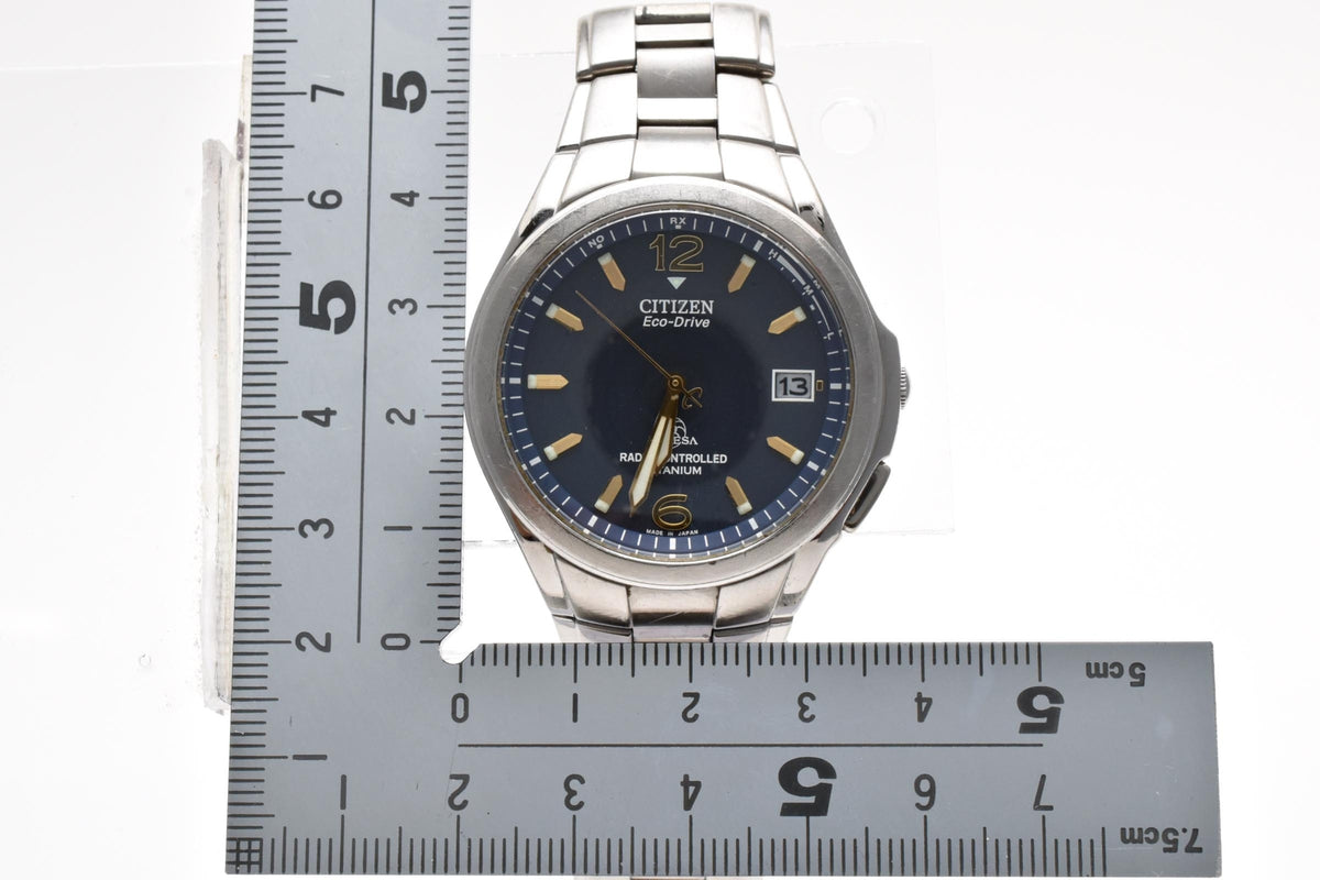 CITIZEN シチズン ATTESA アテッサ H410-T003788 メンズ エコ・ドライブ 電波ソーラー 腕時計 ネイビー文字盤 デイト チタン 38mm