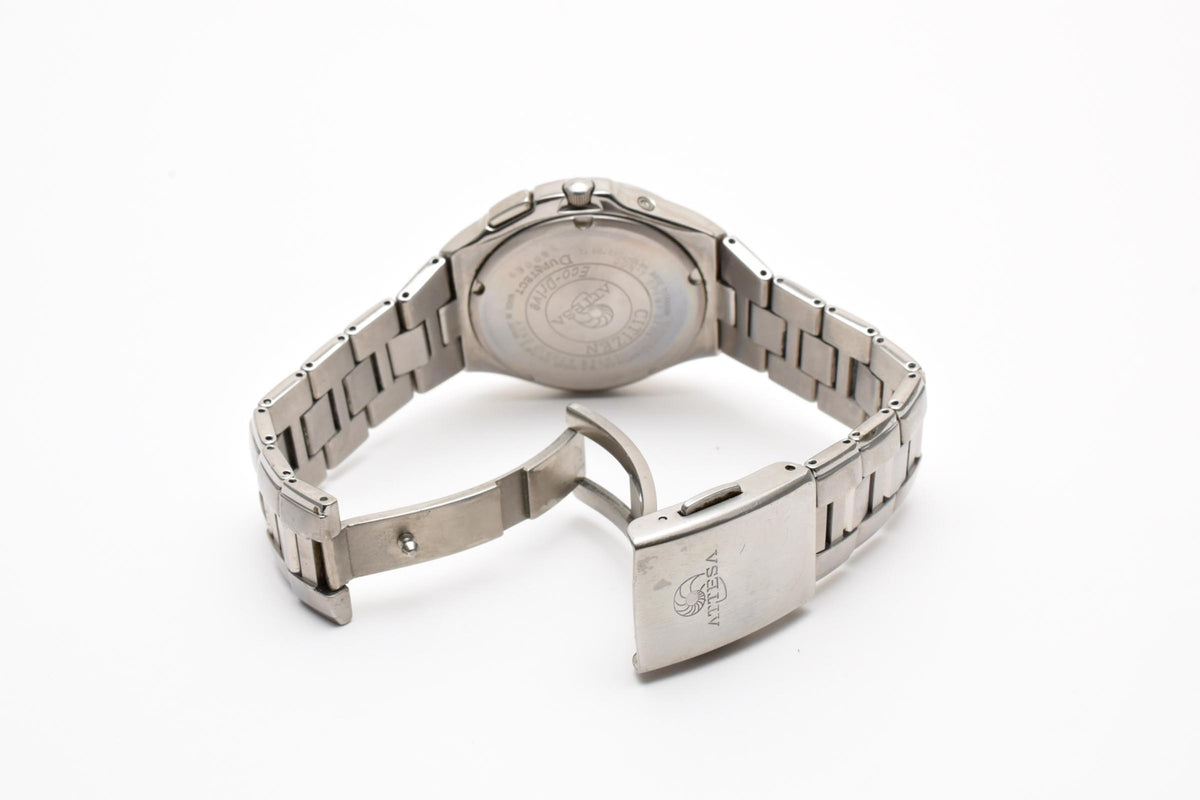 CITIZEN シチズン ATTESA アテッサ H410-T003788 メンズ エコ・ドライブ 電波ソーラー 腕時計 ネイビー文字盤 デイト チタン 38mm