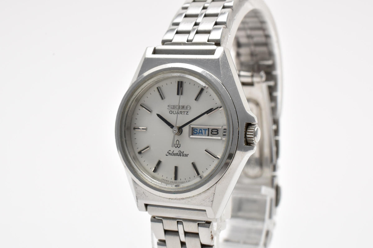SEIKO セイコー SilverWave シルバーウェーブ 3423-0160 レディース クォーツ 腕時計 ホワイト シルバー文字盤 デイデイト ステンレス 25mm 1970年代 ヴィンテージ