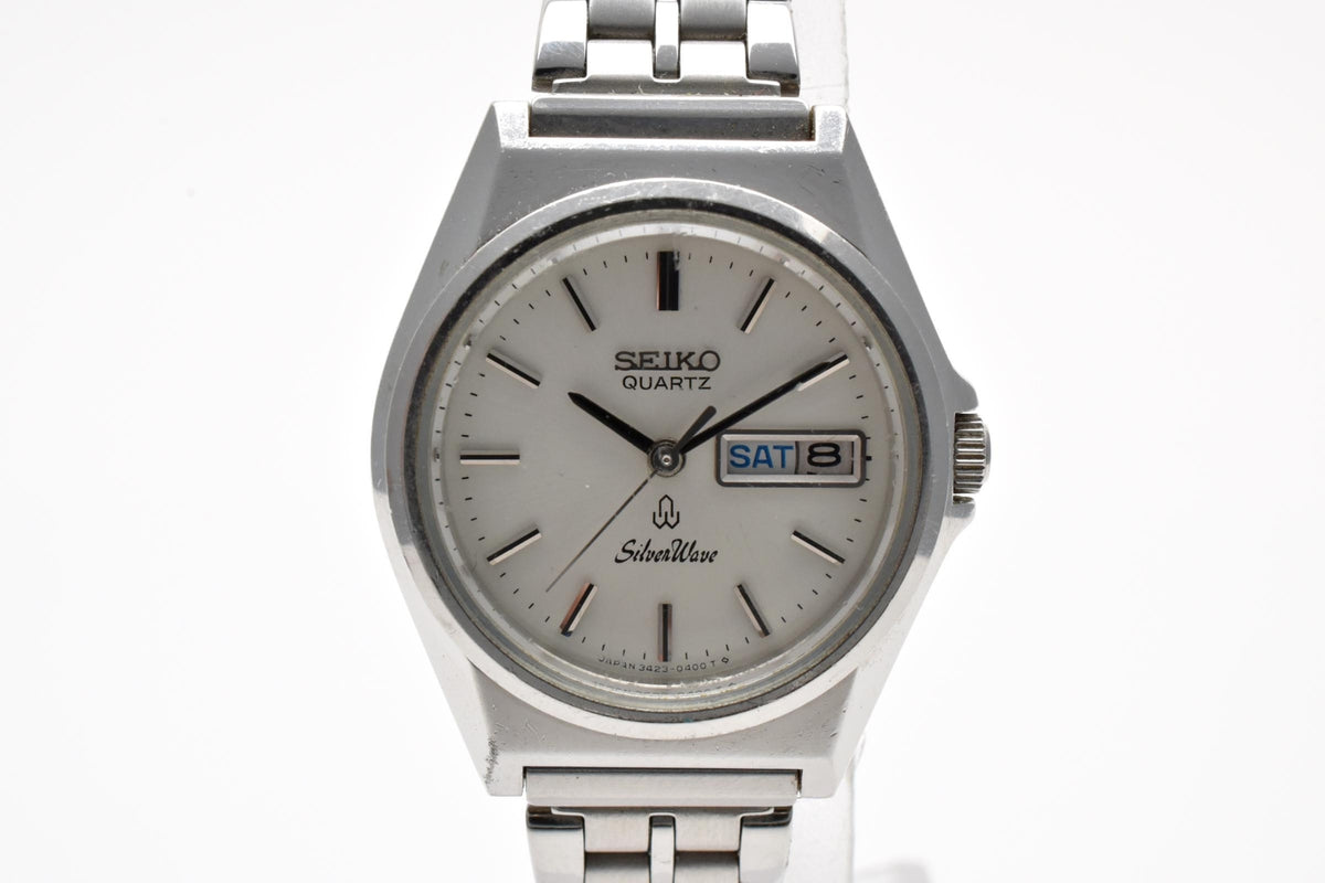 SEIKO セイコー SilverWave シルバーウェーブ 3423-0160 レディース クォーツ 腕時計 ホワイト シルバー文字盤 デイデイト ステンレス 25mm 1970年代 ヴィンテージ