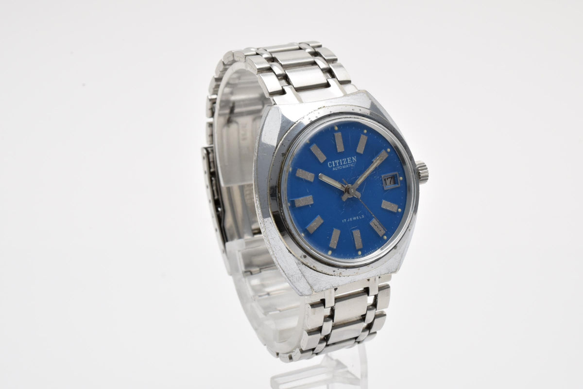 CITIZEN シチズン 4-600819TA メンズ 自動巻き 腕時計 ブルー文字盤 デイト ステンレス 34.2mm 1970年代 ヴィンテージ