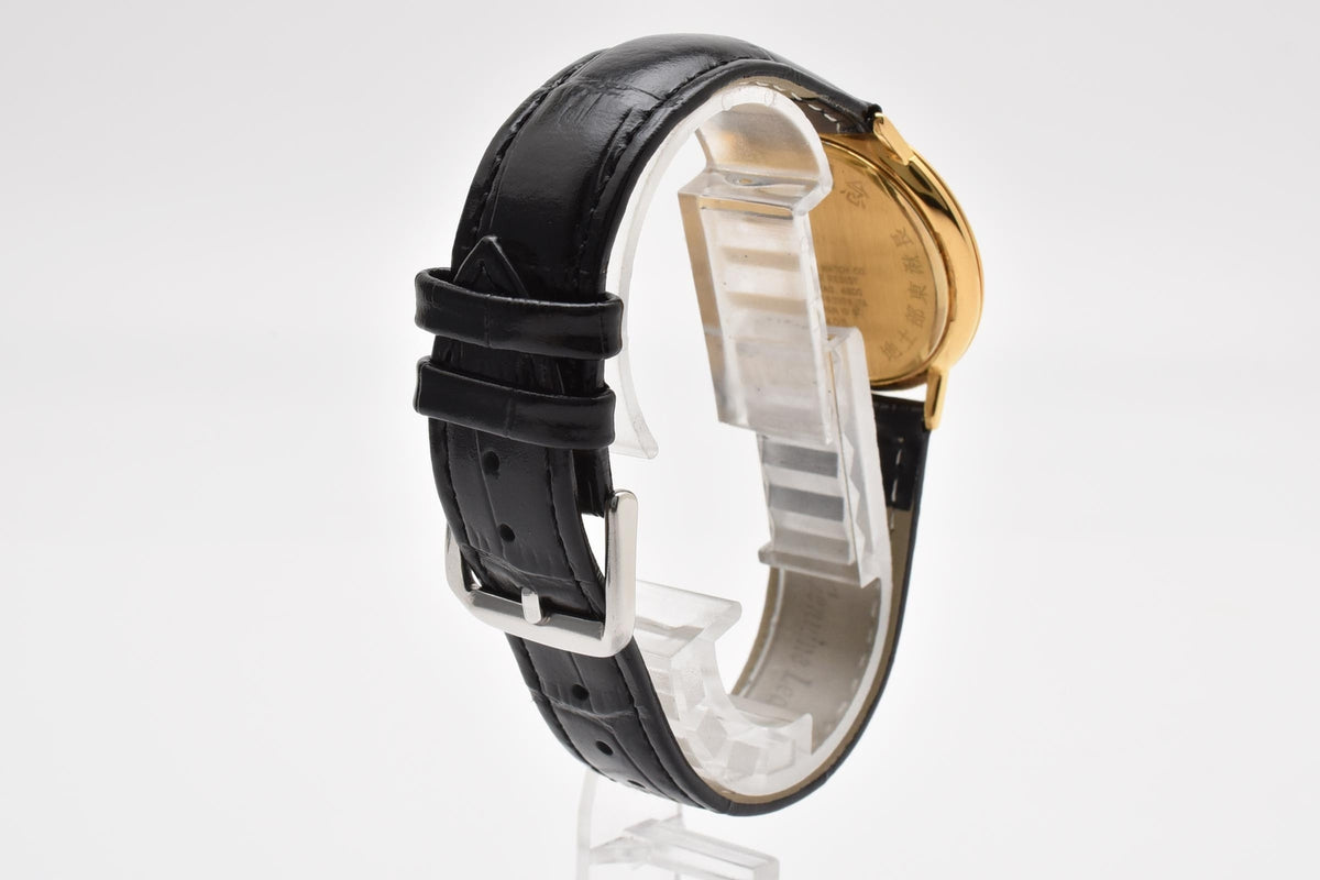 CITIZEN シチズン EXCEED エクシード 5639-F62105 メンズ クォーツ 腕時計 ゴールド文字盤 ステンレス レザーストラップ 33mm 1990年代 ヴィンテージ