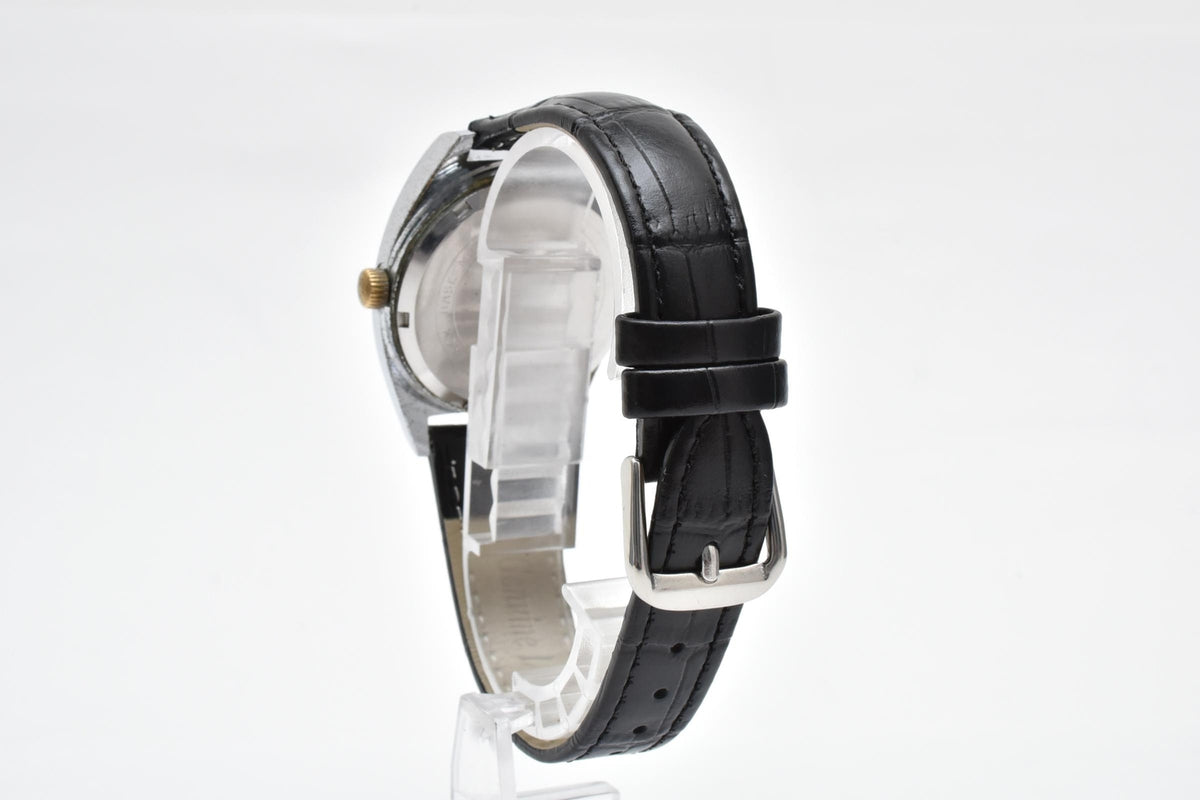 SEIKO セイコー 7005-7001 メンズ 自動巻き 腕時計 ブルー文字盤 デイト ゴールドカラーインデックス ステンレス レザーストラップ 34.2mm 1970年代 ヴィンテージ