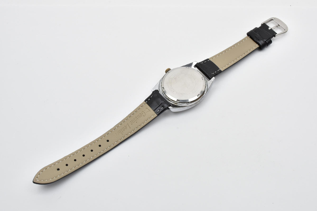 SEIKO セイコー 7005-7001 メンズ 自動巻き 腕時計 ブルー文字盤 デイト ゴールドカラーインデックス ステンレス レザーストラップ 34.2mm 1970年代 ヴィンテージ