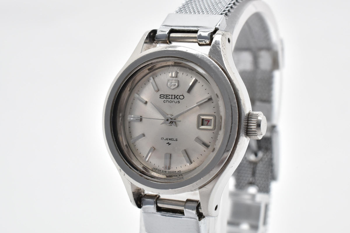 SEIKO セイコー Chorus コーラス 2118-0200 レディース 手巻き 腕時計 17石 シルバー文字盤 デイト ステンレス 25mm 1960年代 1970年代 ヴィンテージ