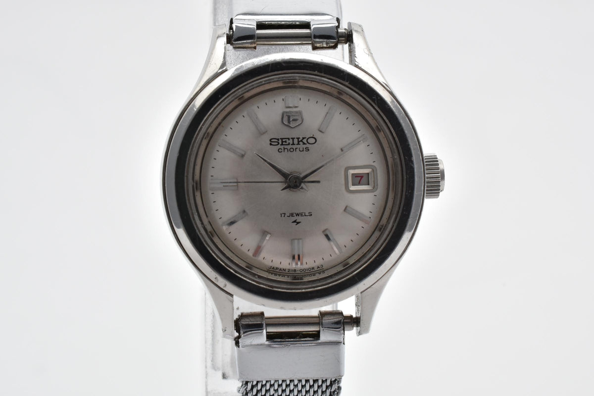SEIKO セイコー Chorus コーラス 2118-0200 レディース 手巻き 腕時計 17石 シルバー文字盤 デイト ステンレス 25mm 1960年代 1970年代 ヴィンテージ