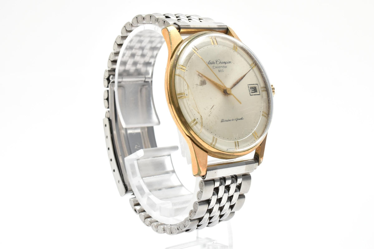 SEIKO セイコー Champion Calendar 860 チャンピオン カレンダー J15017 メンズ 手巻き 腕時計 シルバー文字盤 デイト ゴールドプレート 34mm 1960年代 ヴィンテージ