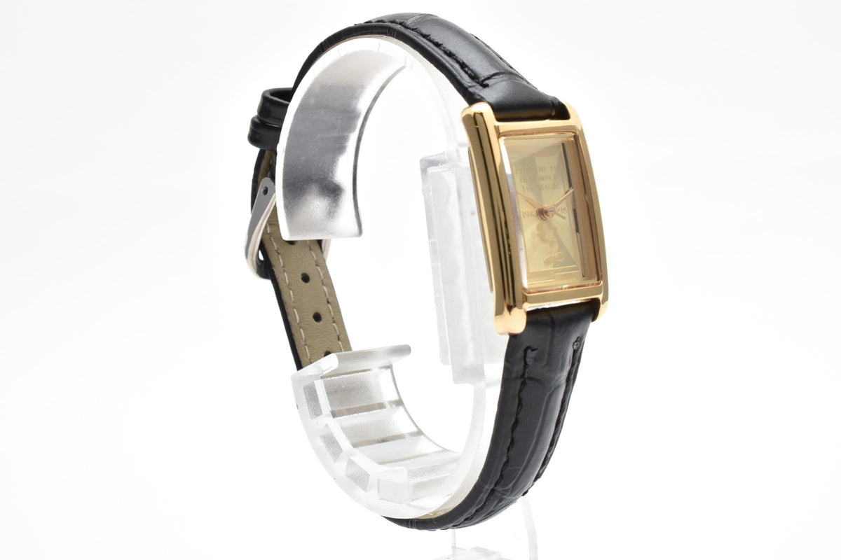 SEIKO セイコー 1F21-5C00 レディース クォーツ 腕時計 ゴールド文字盤 レクタンギュラー ゴールドカラー ステンレス レザー 16mm 1990年代 ヴィンテージ 箱 書類付